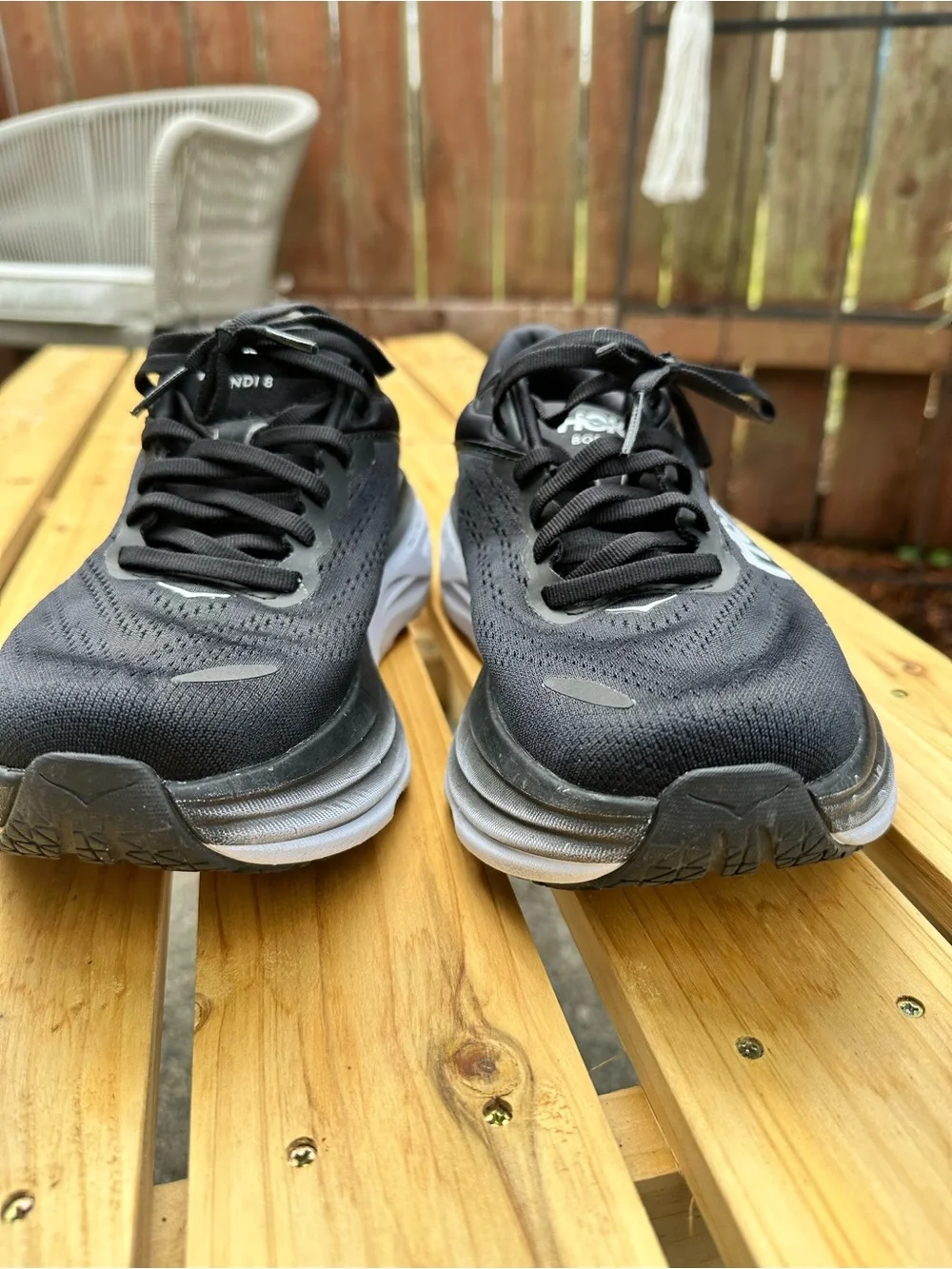 Hoka Bondi Black Women's Size 7 Wide Pre Owned - Picture 3 of 9